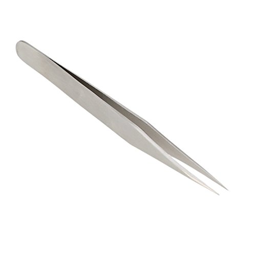 Pro’sKit 1PK-125T Edelstahl Pinzette Saeurebestaendige Unmagnetische Superfein Spitze Gerade Mini Pinzette -Silber - 2