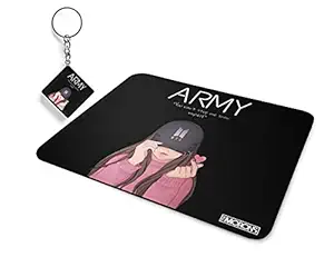Morons [Keychain Included] BTS Girl Army Merchandise Mouse Pad | Printed Designer K pop Mousepad with BTS Keychain | Pack of 1