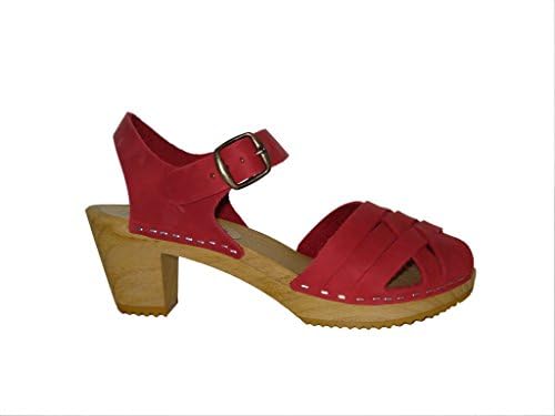 Lotta From Stockholm Swedish Clogs : Moheda Betty High Heel Clog in Red Nubuck Leather UK 3.5 / EUR 36