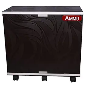 AMMU Wooden Trolley with Battery Tray for Inverter Battery (Coffee Color)