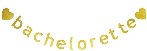 WANFOLDA Gold Glitter Bachelorette Banner with Hearts Photo Prop Backdrop Bachelorette Party Decoration