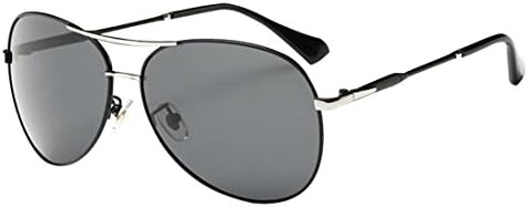 JYR Men and Women HD Polaroid Metal Sunglasses Tide Fashion Sunglasses anti-ultraviolet Aviator Eyewear - Black frame / Grey lens