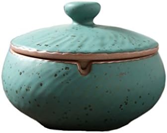 QIAOJIANE Ashtray Covered Ashtray Restaurant Office Smoke Eliminator Windproof Ceramics (Color : F)