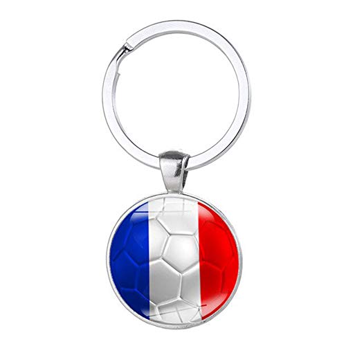 Ballon Foot Football Drapeau Français France Bleu Blanc Rouge Porte Clé Métal Coupe Monde Europe League Équipe Nation Marseillaise Cameleon-Shop
