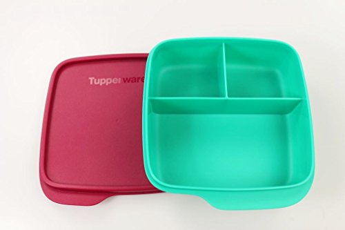 TUPPERWARE To Go Lunchbox 550 ml dunkelrot/türkis Trennwand Clevere Pause Schule 11559 - 3