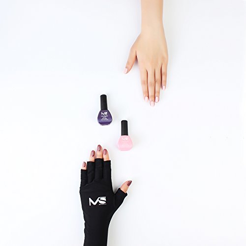 MelodySusie® Zerfifizierte UV-Schutz Handschuhe Anti-UV-Handschuhe für Gel Maniküre mit UV Lampen & LED Lampen (Klassisch Schwarz) - 6