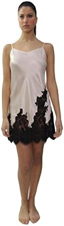MARJOLAINE Short Parisian in Pure Silk with Applied Lace