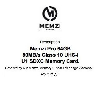 Memzi Pro 64 Go 80 Mo s Classe 10 carte m moire SDXC pour Nikon SLR DSLR appareils photo num riques Memzi Pro 64 Go 80 Mo s Classe 10 carte m moire SDXC pour Nikon SLR DSLR appareils photo num riques