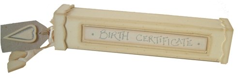 New Baby Gift Cream Wooden Birth Certificate Holder Shabby Chic