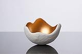  Lichtschale gold - S (15cm) - Beton weiss  Unikat handmade  Geburtstagsgeschenk  Einzigartiges Geschenk  Gartendeko Muttertagsgeschenk  Geschenkidee  Geschenk für die Frau  Hochzeitsgeschenk