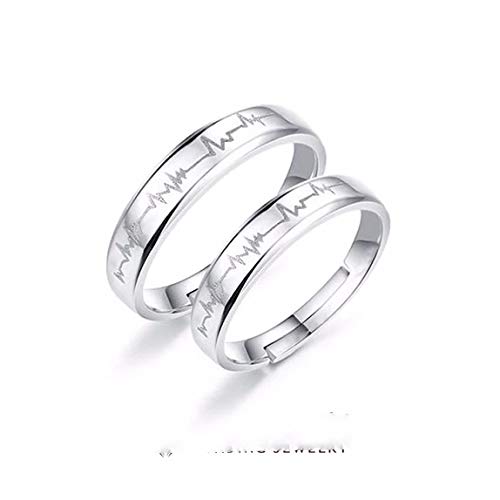 Preisvergleich Produktbild MTWTM Sterling Silber Liebhaber Ring EKG Heartbeat Simple Offenen Ring