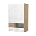Produktbild Hängeschrank Sasina 02, Farbe: Eiche / Weiß Hochglanz - Abmessungen: 116 x 76 x 40 cm (H x B x T)