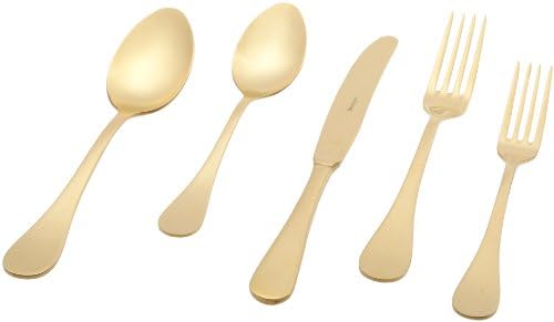 Herdmar Rocco 18/10 Stainless Steel 5-Piece Placesetting, with Full Gold Matte Finish by Herdmar