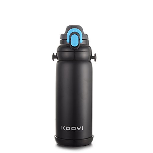 Kooyi 800 ML Thermobecher aus Edelstahl mit 2 verschiedenen Deckeln, Multifunktionale Isolierbecher (Schwarz) - 9