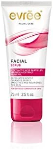 Evree Facial Scrub Polylactic for Dry Skin Gently Exfoliates Deeply Cleanses for Vegans and Vegetarians
