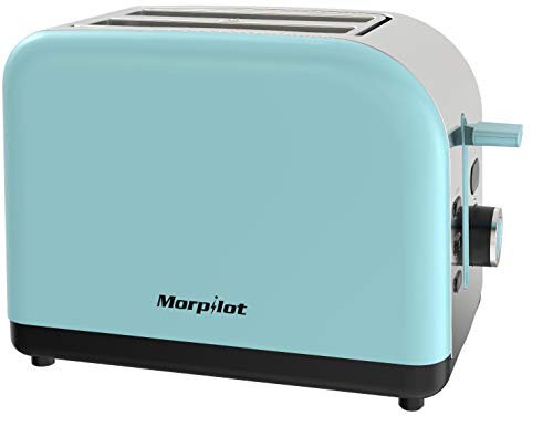 Morpilot Grille Pain Toaster Inox Baguette Automatique Toaster 2 Tranches Extra Large Fentes - 6 Niveaux Ajustable - avec Plateau de Miettes Acier