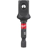 Milwaukee SHOCKWAVE Lokma Anahtarı 50 mm, 1/4 in&ccedil; Altıgen 1/2 in&ccedil; Kare &uuml;zerinde, &Ouml;zel &Ccedil;elik Adapt&ouml;r Seti