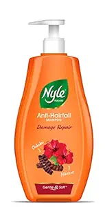 Nyle Naturals Damage Repair Anti Hairfall Shampoo, With Shikakai And Hibiscus,Gentle and soft shampoo, PH balanced and Paraben free, For Men and Women, 400ml