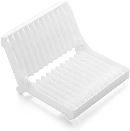 TOOGOO(R) Plastic Foldable Plate Dish Drying Drainer Rack Organizer Storage Holder Kitchen White