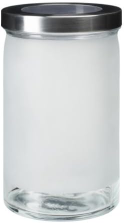 DROPPAR Jar with Lid, Frosted Glass, Stainless Steel, Size 1.8 l, The transparent jar makes it easy to find what you are looking for, regardless of where it is placed.