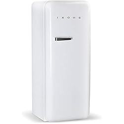 IKOHS Retro Fridge Réfrigérateur design avec contrôle de température réglable, étagères interchangeables, style vintage des années 50, classe énergétique A+ 150 cm blanc