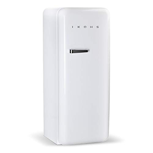 IKOHS Retro Fridge Réfrigérateur design avec contrôle de température réglable, étagères interchangeables, style vintage des années 50, classe énergétique A+ 150 cm blanc
