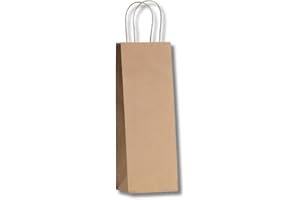 DOT Horeca Solutions 50 Shopper porta bottiglia AVANA vino Buste di Carta Sacchetti Regalo per Bottiglie con Manico 14x8x40 cm Carta Kraft Sacchetto Busta per Vino portabottiglia
