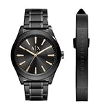 Armani Exchange Herren-Armbanduhr Analog Quarz One Size, schwarz, schwarz