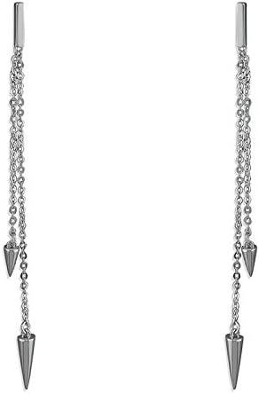 Sterling Silver Earring Rhodium-plated double plumb bob drop Brand New
