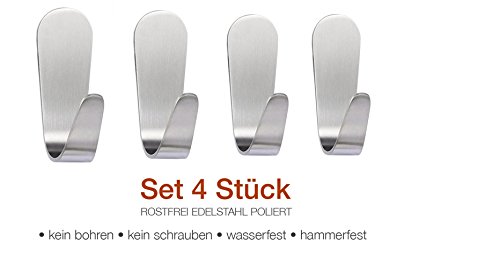 4 Klebehaken bis 3kg Handtuchhalter Ohne Bohren Edelstahl Selbstklebend Selbstklebehaken Geschirrtuchhalter Edelstahl Kleiderhaken Garderobenhaken - 5