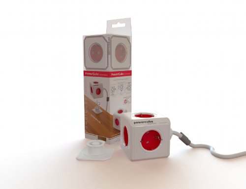 Allocacoc PowerCube Extended Steckdosenleiste (5x Verteiler, 230V Schuko) rot - 2