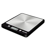 Garantía 15 años Salter Básculas de cocina de diseño delgado, pantalla LCD, función Agregar y pesar, compacta, fácil de limpiar, Acero