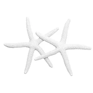 Quickun 3.9 inches Aquarium Decoration Artificial Starfish Coral Ornament Silicone Resin for Fish Tank Decor, Ivory White 2 Pieces