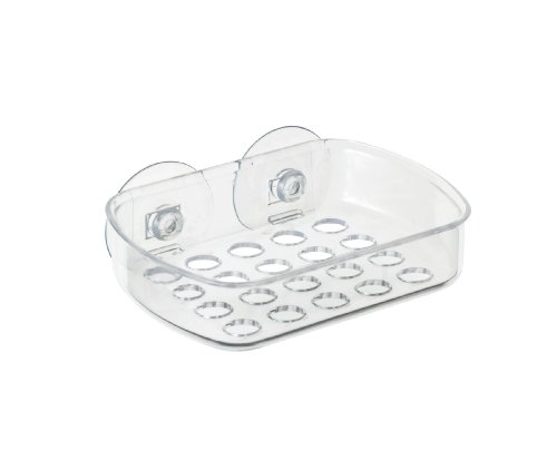 WENKO 202005100 Schwamm- und Seifenablage Kreise, Kunststoff - Polystyrol, 13 x 5 x 10 cm, Transparent