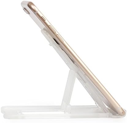 GADGET FUSION Portable Pocket-sized Adjustable Collapsible Plastic Cellphone Holder, Tablet Stands, Smartphone Mounts, Mobile Cell Phone Mount (Transparent white)