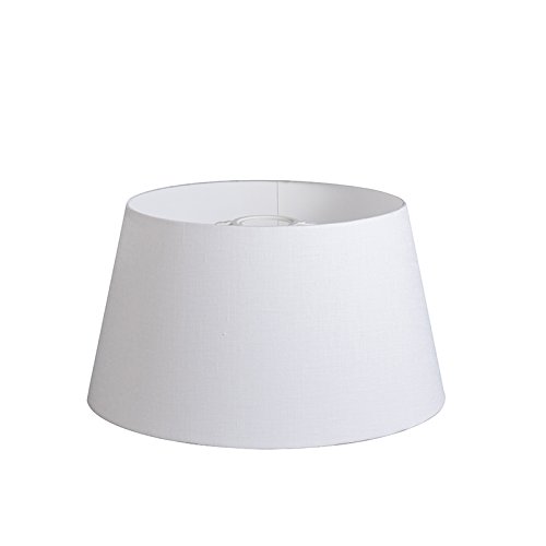 QAZQA Leinen Lampenschirm 32cm rund DS E27 leinen weiß , Rund konisch Schirm Pendelleuchte, Schirm Stehleuchte,