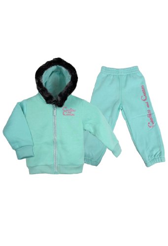 Little Girls Baby Infant Full Fleece Tracksuit Hoody Pant Diamante Glitter 18-24