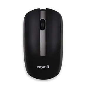 Croma Wireless Mouse, 2.4 GHz with USB Nano Receiver, 1000 DPI Optical Tracking, 15-Months Warranty, Ambidextrous, PC/Mac/Laptop (XM5106, Black)