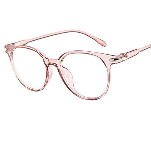Preisvergleich Produktbild REALIKE Unisex Brille Elegant Flacher Spiegel Runder Rahmen Brillengestell Brille Anti-Blaulichtbrille, Retro-Brillengestell Aus, (Farbe : Blau, Schwarz, Lila, Rosa, Weiß)