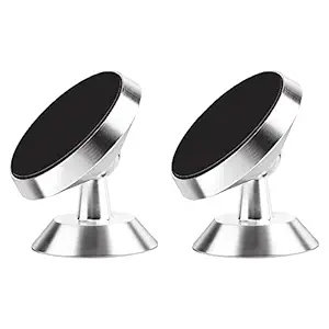 [2 Pack] TIQUS Magnetic Phone Mount Super Strong Magnet car Magnetic Phone Holder, 360 Rotation Universal Dashboard car Mount Fits Most Smartphones Silver