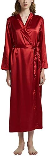 YAOMEIWomen's Bathrobe Dressing Gown Kimono Satin, Silky Long Bath Robe Bridesmaid Wedding Housecoat Nightwear Sleepwear Pyjamas for Spa, Hotel, Bridesmaid, Party or Bridal Shower