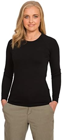 Brass Monkeys100% Pure Merino Wool - Long Sleeve Base Layer - New Zealand Made - Warm Women's Thermal Undershirt - Perfect for Sports - Black