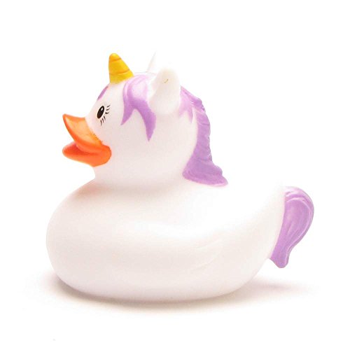 Mini-Quietscheente Einhorn weiss | DUCKSHOP | Badeente | L: 4,5 cm - 4