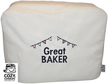 CozyCoverUp® Food Mixer Dust Cover for Kenwood Chef Classic Cream Embroidered GREAT BAKER! (Chef Classic/Premier Kitchen Machine 4.6 Litre/A701 KM330 KM331 KM332 KM333 KM334 KM553 KM336 KM337 KM338 KM339 KM340 KVC3100W KVC3100S KVC3110S)