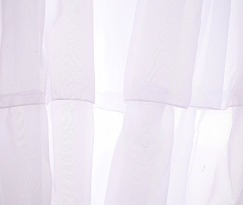 GWELL Supersanft Weiß Volant Gardine Transparent Voile Vorhang Schal mit Ösen TOP QUALITÄT für Wohnzimmer Schlafzimmer - 7