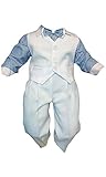 disfraces infantiles con materiales reciclados Consejos de Cuidado: 30 Grado Traje de Bautizo Jóvenes de Bebé Infantil Traje de Boda de Fiesta, 4 Piezas, Blanco Azul K5A - Blanco Azul, 86