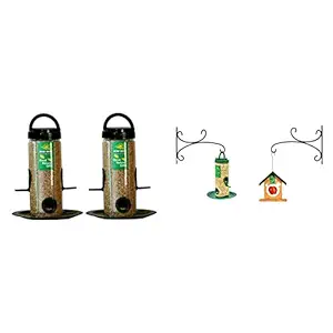 Nature Forever Bird Feeder (Pack of 2) and Round bar Wall Hanging Brackets (Pack of 2)