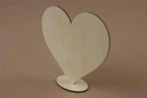 10x Naturholz stehende Herz-Form Blank Basteln Malen Raum-Dekoration (W10) - 2