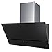 Produktbild Eine beachtliche Qualität Kopffreie Dunstabzugshaube / Schräg Haube / Diagonal Wandhaube VLANO DIONE 900 BLACK / 90 cm / schwarz Glas Design / Touch Control / ECO LED / 50 dB / Extra leiser Motor / INKL Rückschlagventil / INKL Abluftrohr (ca 2m )