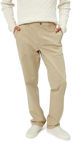 Tommy Hilfiger Uomo Pantaloni Chino Denton Printed Structure Straight Fit, Beige (Sandalwood), 28W/28L